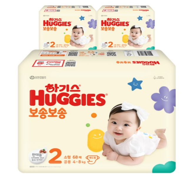 하기스 NEW 보송보송 밴드형 기저귀 공용, 2단계, 204매